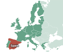 Europe map with Spain